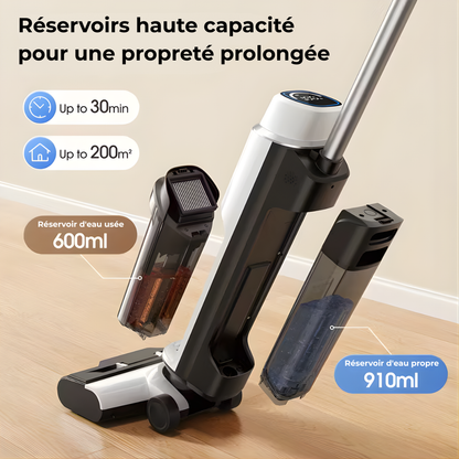 TurboMop Fusion® - le balai aspirant 3 en 1 sans fil pour sols secs et humides.